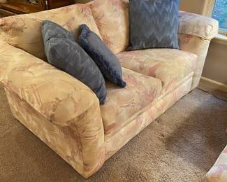 Cream/Pastel Love Seat & Ottoman