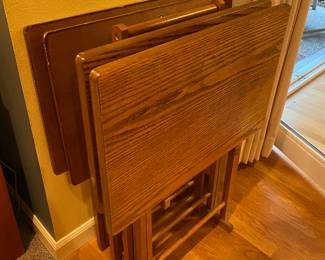 Set of 4 Oak TV Trays