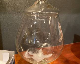 Glass Fish Bowl Covered Dish/Jar