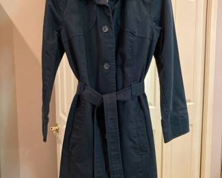 Black Denim Belted Trench Coat