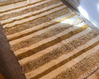 Brown/White Striped Shag Rug