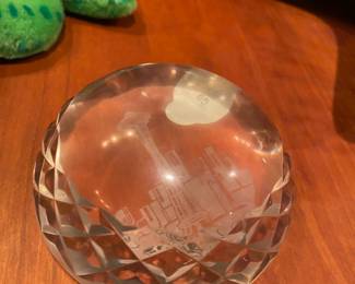 Etched Glass Space Needle Paperweight