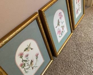 Set of 3 Hummingbirds Carolyn Shores Wright Watercolor Prints 