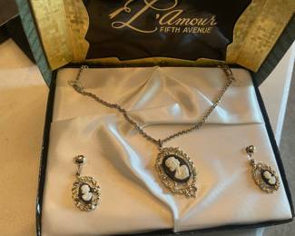 L'Amour Fifth Avenue Cameo Necklace and Earrings