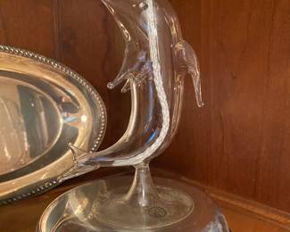 Dolphin Themed Glass Oil Lamp