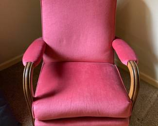 Red/Pink Velvet Upholstered Arm Chair