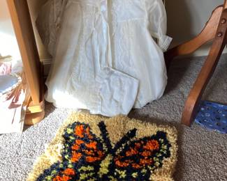 White Lace Night Gown, Butterfly Themed Hook Pillow Cover