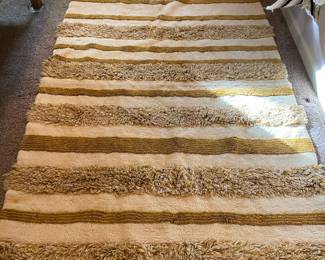 Brown/White Striped Shag Rug