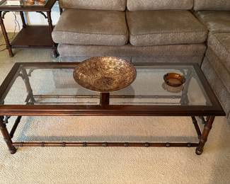 Glass top coffee, side and sofa tables.