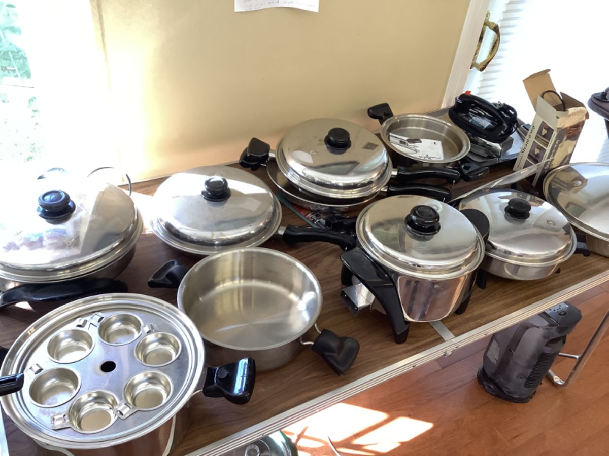Huge assortment of Saladmaster cookware. Many pieces never used. 