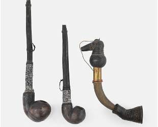 African Carved Wood Pipes
