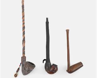 African Carved Wood Pipes
