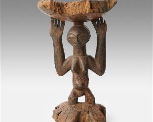 Luba Eroded Caryatid Stool