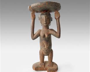 Luba Wood Stool Caryatid Seat