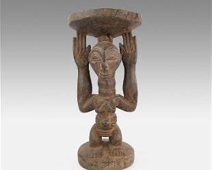 Luba Wood Stool Caryatid Seat
