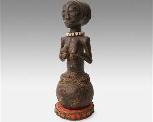 Luba Carved Wood Female Figure