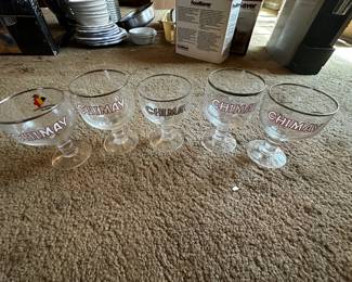 Chimay and other beer glasses - $ 1 each. 