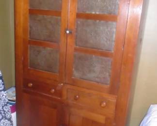 PIERCED TIN KITCHEN CABINET