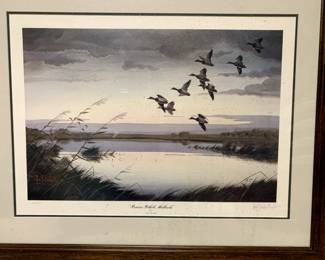 Les Kouba signed print Prairie Pothold Mallards 31x21 framed