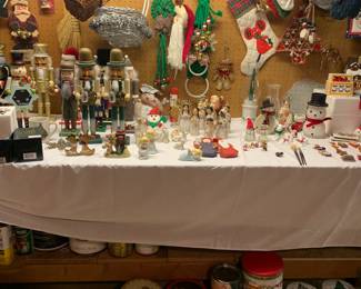 Nutcrackers, tins, Christmas curios