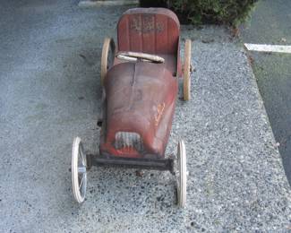 Pedal Car with no Pedals--Not the best of shape--Wheels are wired on.