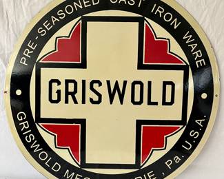 GRISWOLD 30” DOUBLE SIDED PORCELAIN SIGN 