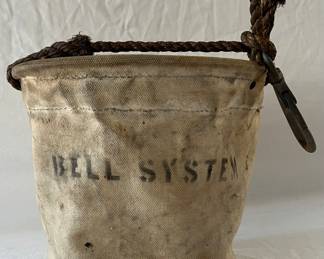 VINTAGE / ANTIQUE BELL SYSTEM CANVAS BUCKET 