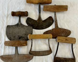 6 19th C. WROUGHT IRON FOOD CHOPPERS 