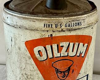 5 GALLON OILZUM ADVERTISING OIL CAN 