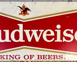 LARGE METAL  5’ VINTAGE BUDWEISER ADVERTISING SIGN 