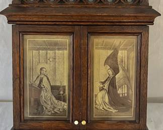 ANTIQUE OAK TRIPTYCH FRAME WITH DOORS  