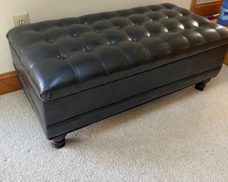 Faux leather storage bench