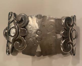 William Sprawling sterling silver cuff bracelet, amethyst cabachons