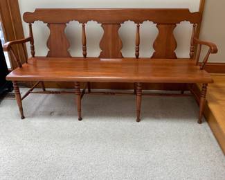 Large cherry deacon's bench
