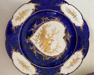 Meissen Augustus Rex gilded cobalt plate - 1 of 2