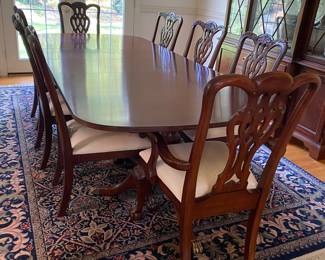 Eight Maitland Smith dining chairs & Lexington Palmer Collection table