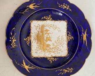 Meissen Augustus Rex gilded cobalt plate - 2 of 2