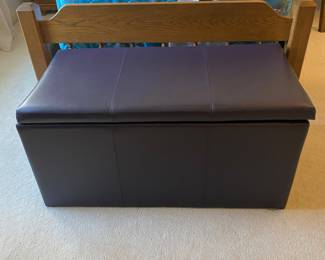 Faux leather storage bench