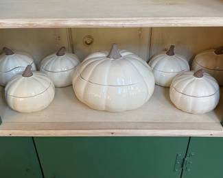 Crate & Barrel Pumpkin soup tureen & bowls
