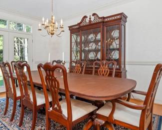 Maitland Smith dining chairs - set of 8-- Lexington dining table--Lexington china cabinet/bookcase