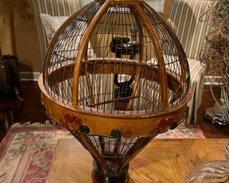 Vintage Hot Air Balloon wooden birdcage