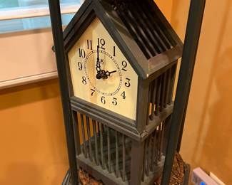 wooden birdhouse clock