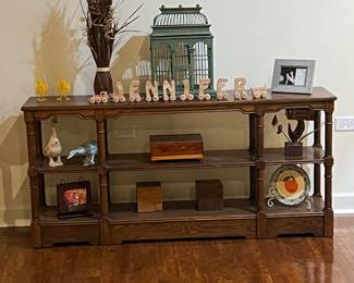 Entry/sofa table/bookshelves/storage table