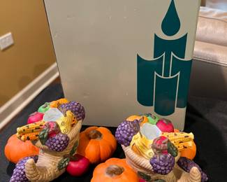 Party Lite Harvest Time Cornucopia candleholders