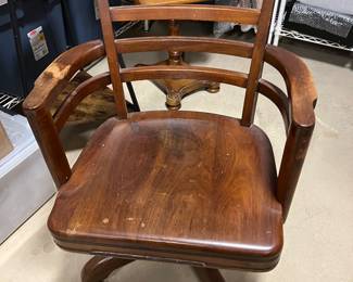 vintage swivel wooden office chair
