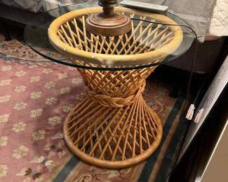 RATTAN glass end table/side table (1)
