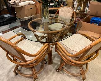 Rattan table and chairs (3 chairs)