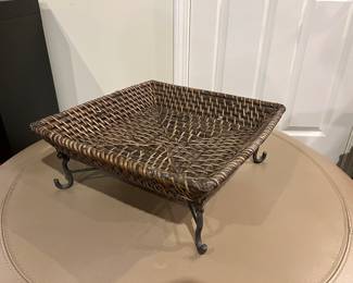 wicker try with metal stand