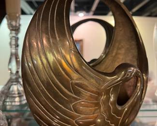 Brass swan vase
