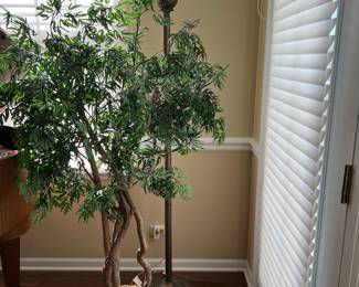silk tree; torchiere floor lamp
